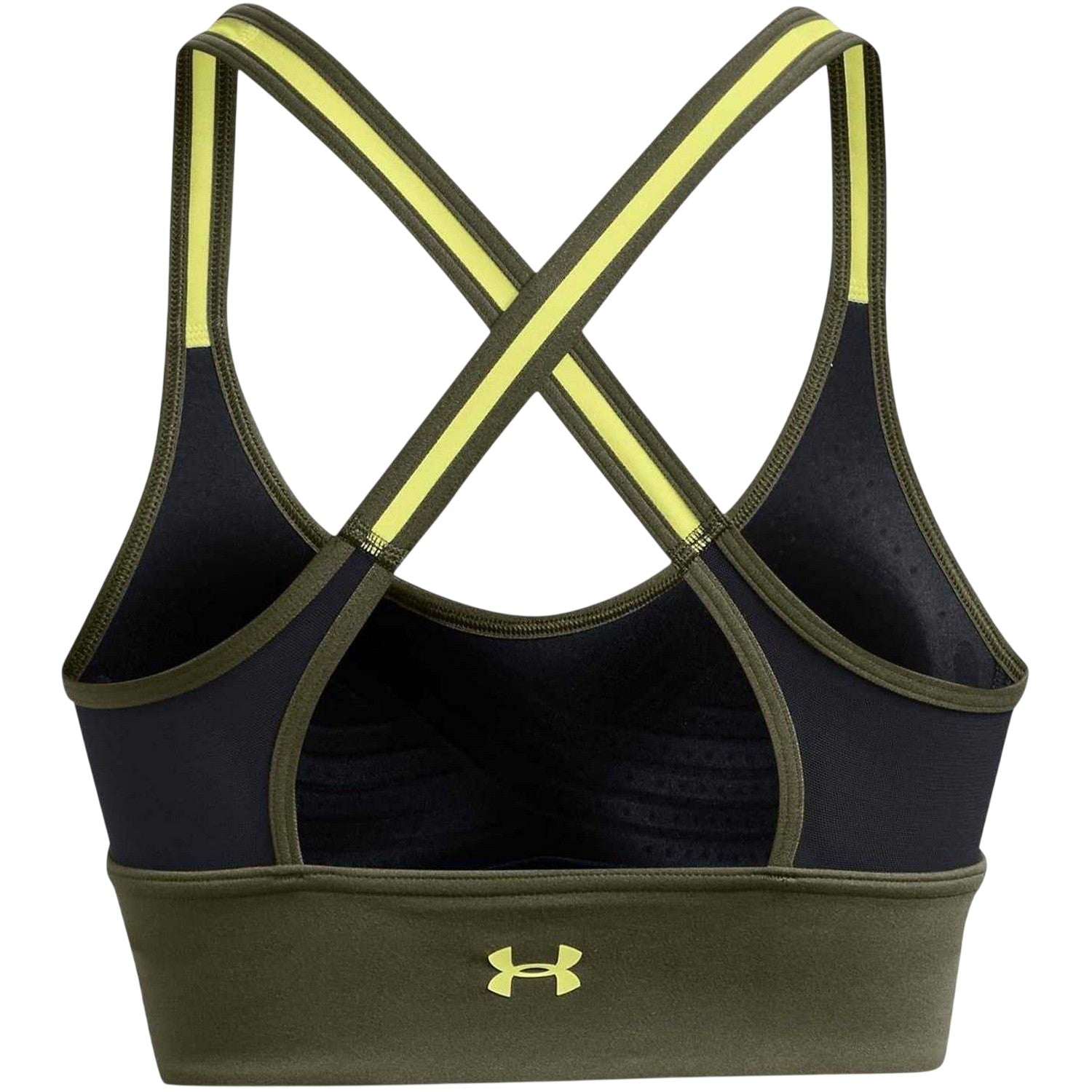 Black-Yellow - Back - Under Armour Womens-Ladies Compression Sports Bra