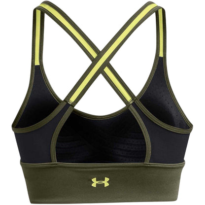 Black-Yellow - Back - Under Armour Womens-Ladies Compression Sports Bra
