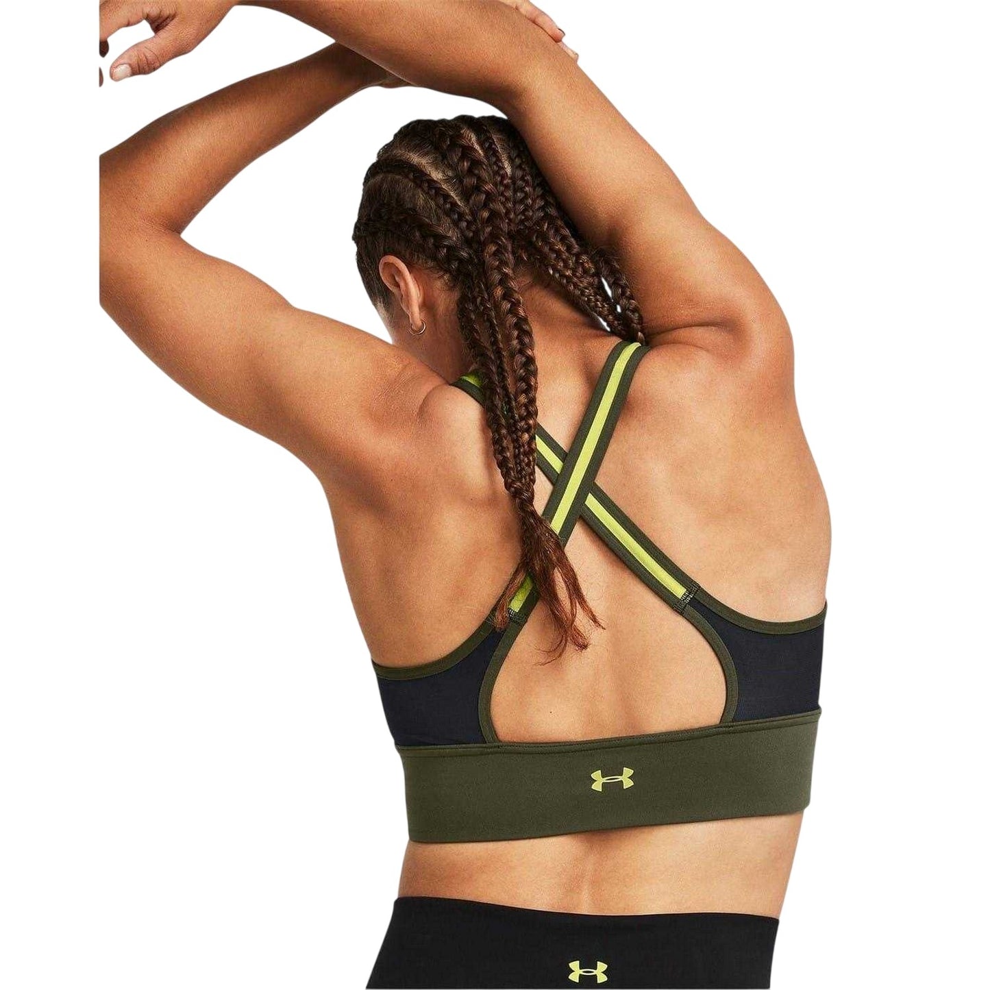 Black-Yellow - Side - Under Armour Womens-Ladies Compression Sports Bra