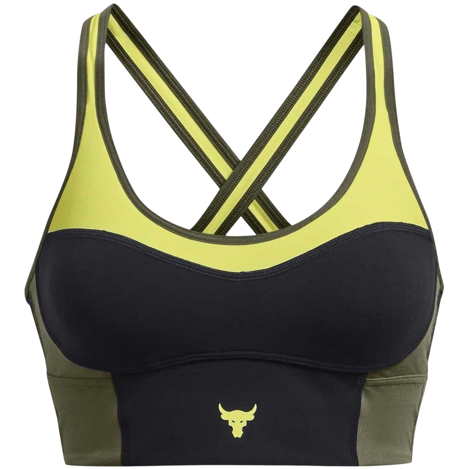 Black-Yellow - Front - Under Armour Womens-Ladies Compression Sports Bra