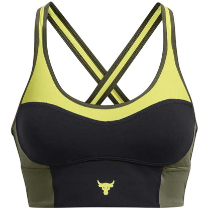 Black-Yellow - Front - Under Armour Womens-Ladies Compression Sports Bra