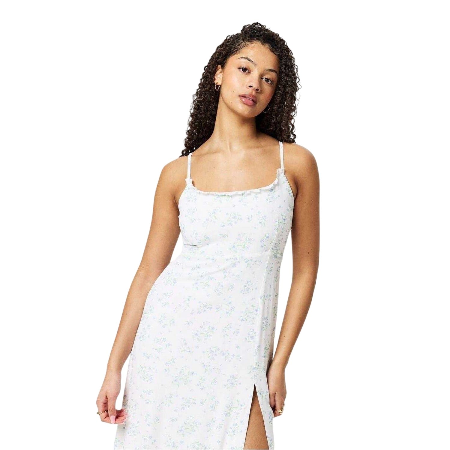 White-Blue - Side - Jack Wills Womens-Ladies Floral Square Neck Slip Dress