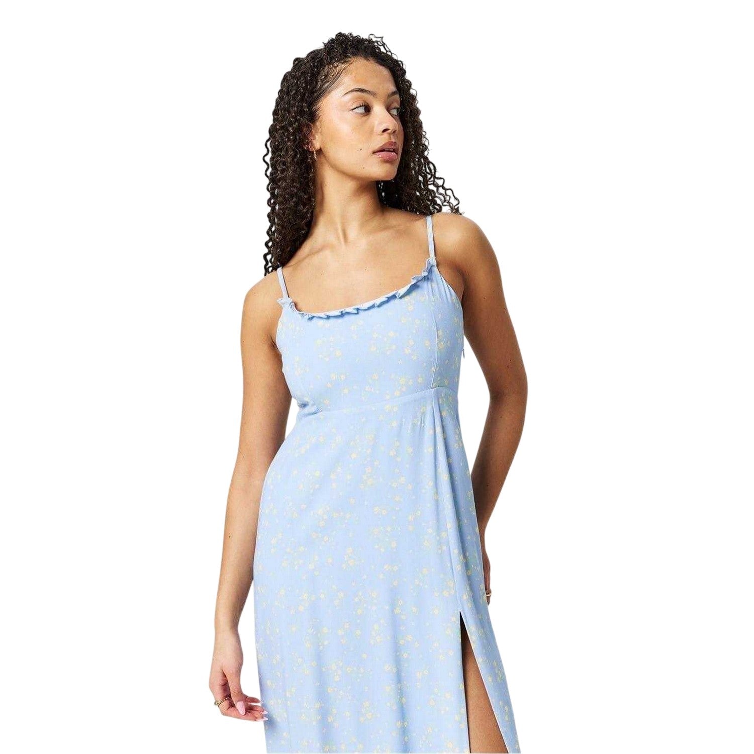 Blue-Yellow - Side - Jack Wills Womens-Ladies Floral Square Neck Slip Dress