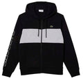 Black-Grey - Front - Lacoste Mens Colour Block Full Zip Hoodie