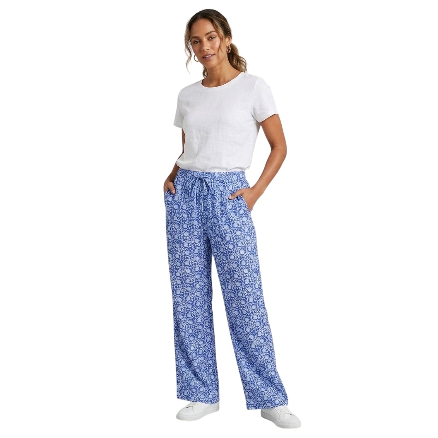 Dresden Blue - Side - Vero Moda Womens-Ladies Lyca Floral Wide Leg Trousers