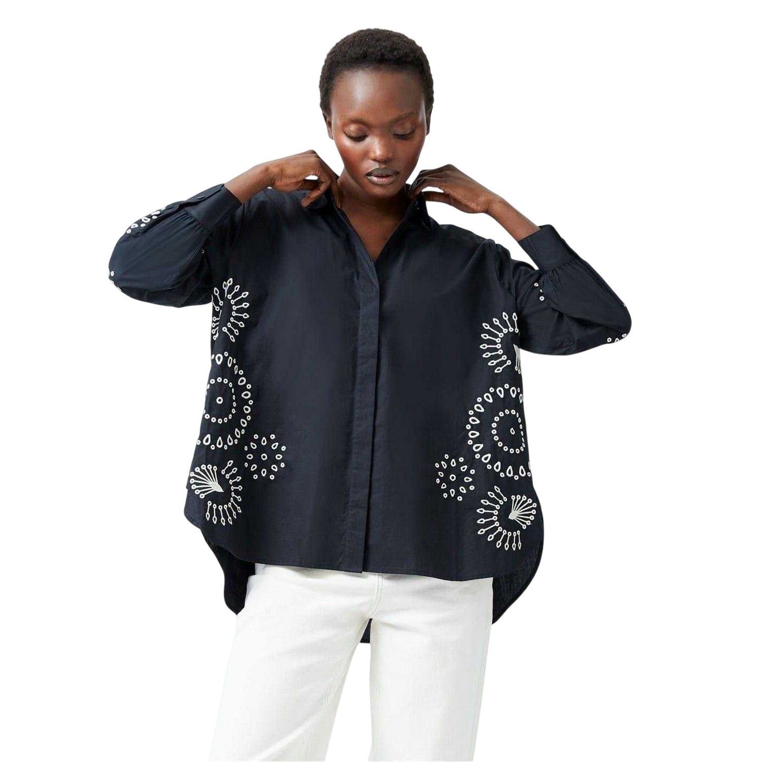 Black-Cream - Lifestyle - French Connection Womens-Ladies Relaxed Fit Long-Sleeved Shirt