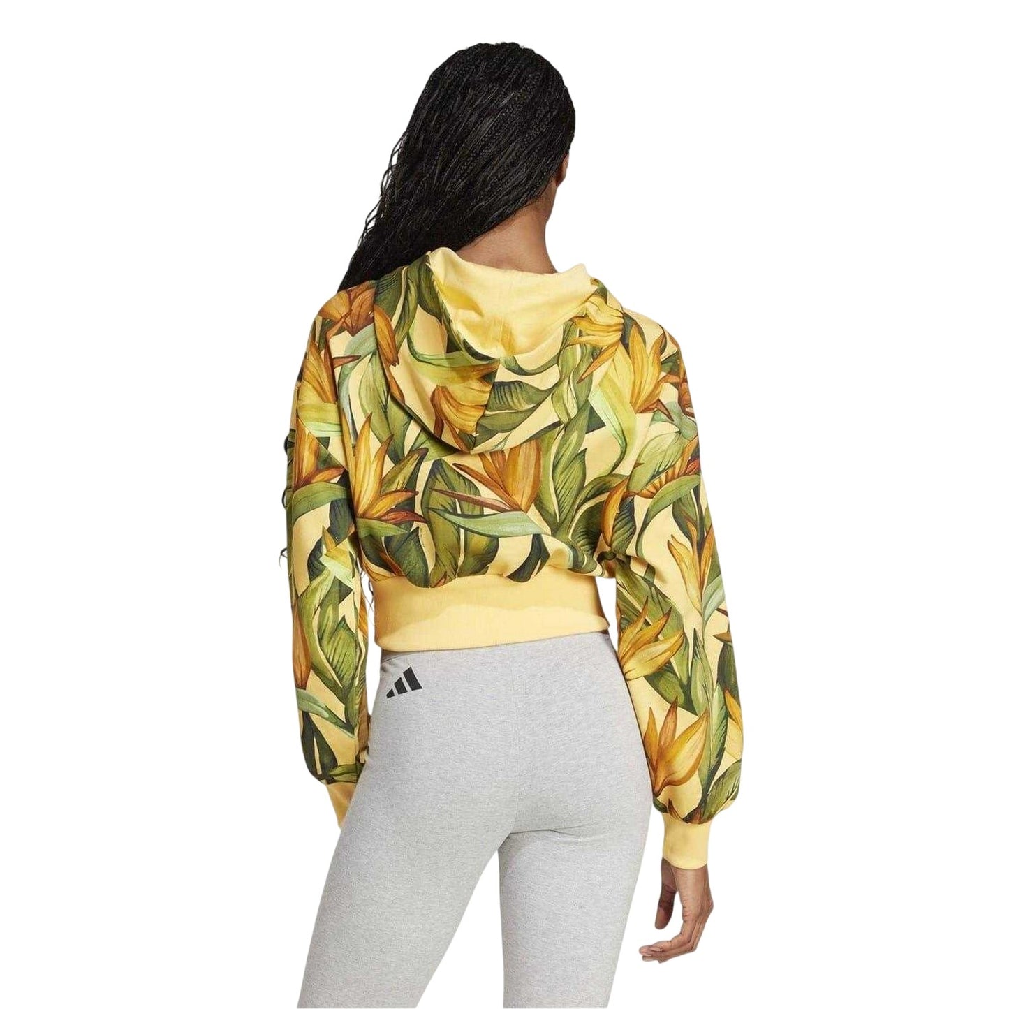 Spark-Gold-Green - Back - Adidas Womens-Ladies Farm Rio Hoodie