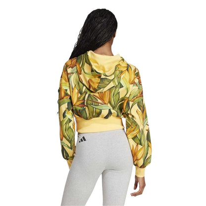 Spark-Gold-Green - Back - Adidas Womens-Ladies Farm Rio Hoodie
