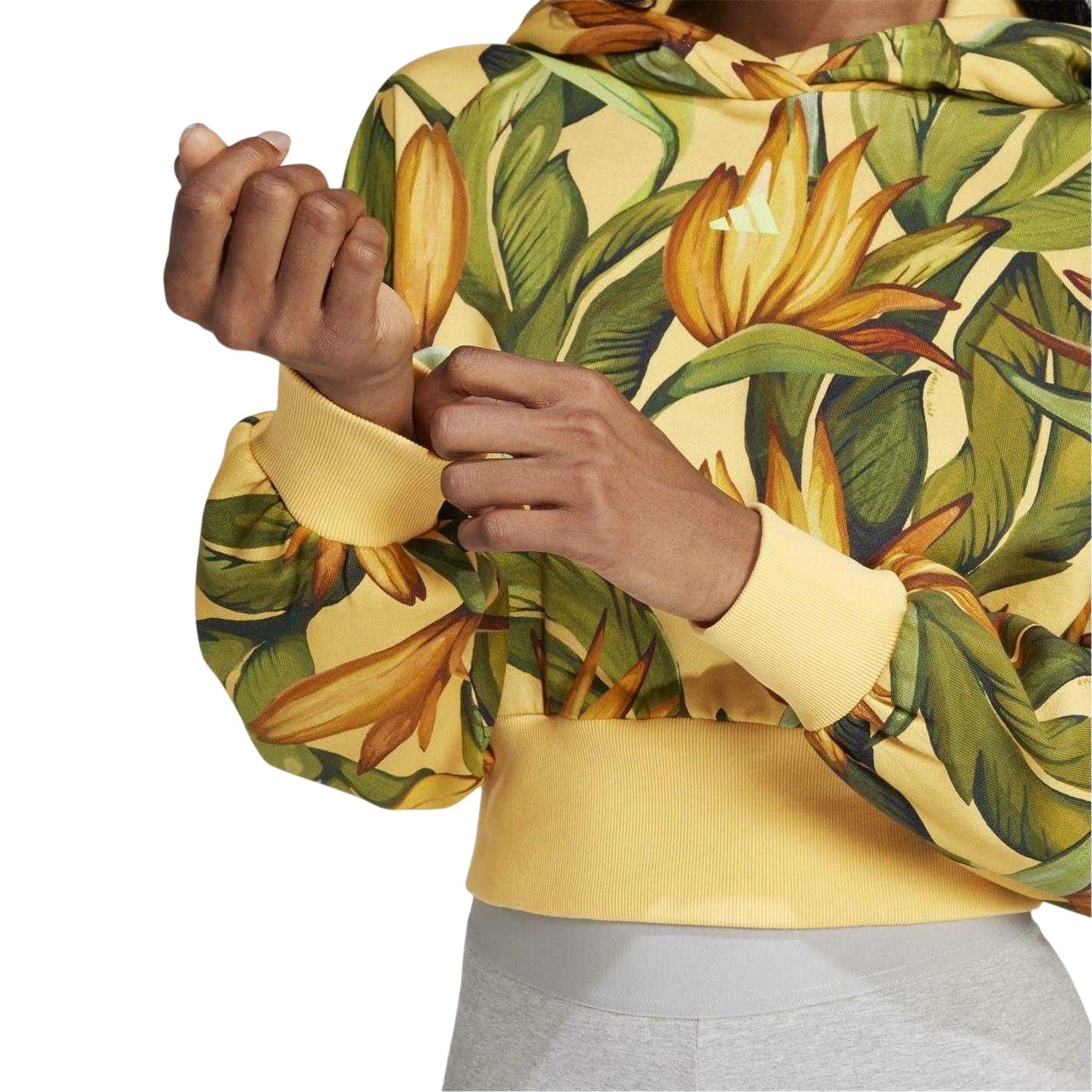 Spark-Gold-Green - Side - Adidas Womens-Ladies Farm Rio Hoodie