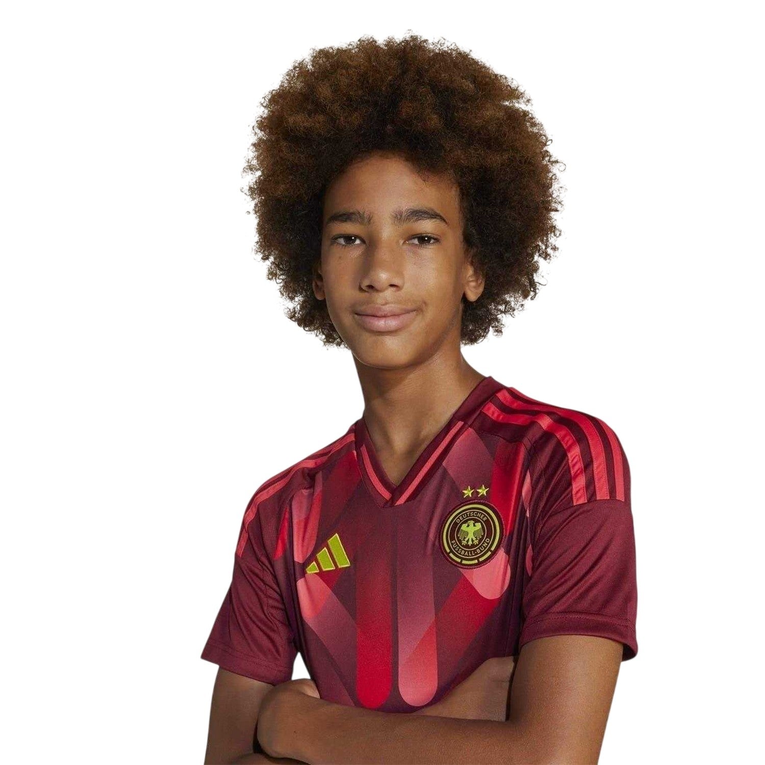 Burgundy - Side - Adidas Childrens-Kids 2025 Germany DFB Away Jersey