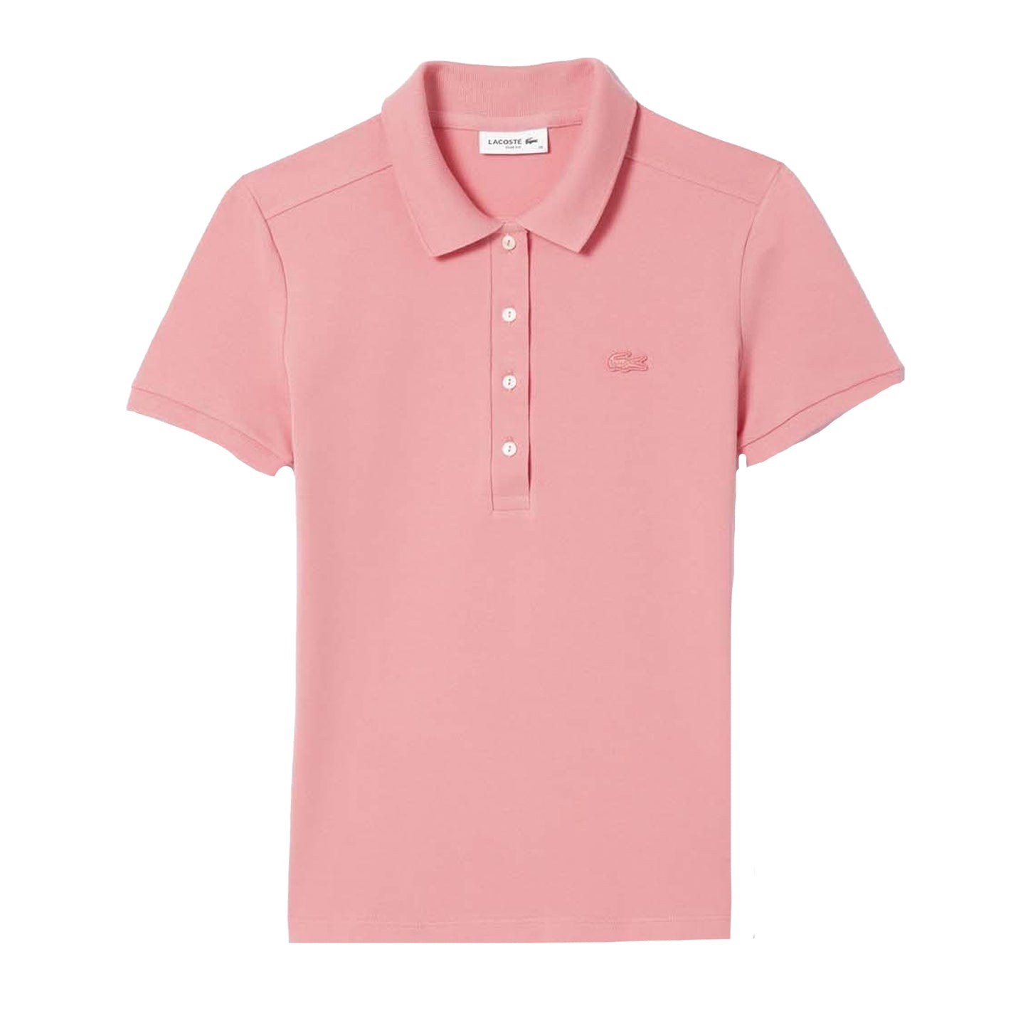 Pink - Front - Lacoste Womens-Ladies Mini Pique Stretch Slim Polo Shirt