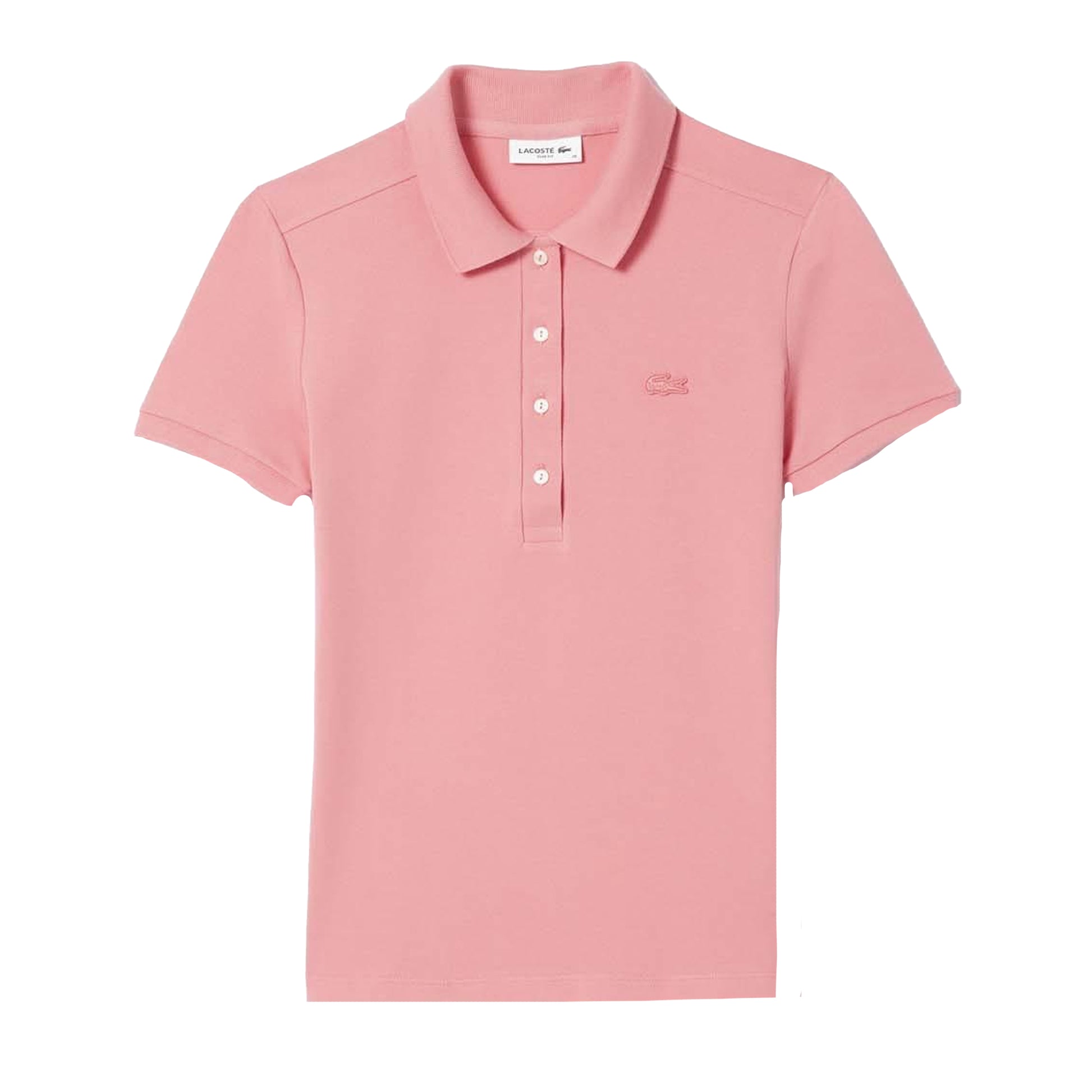 Pink - Front - Lacoste Womens-Ladies Mini Pique Stretch Slim Polo Shirt