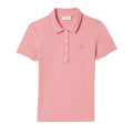 Pink - Front - Lacoste Womens-Ladies Mini Pique Stretch Slim Polo Shirt
