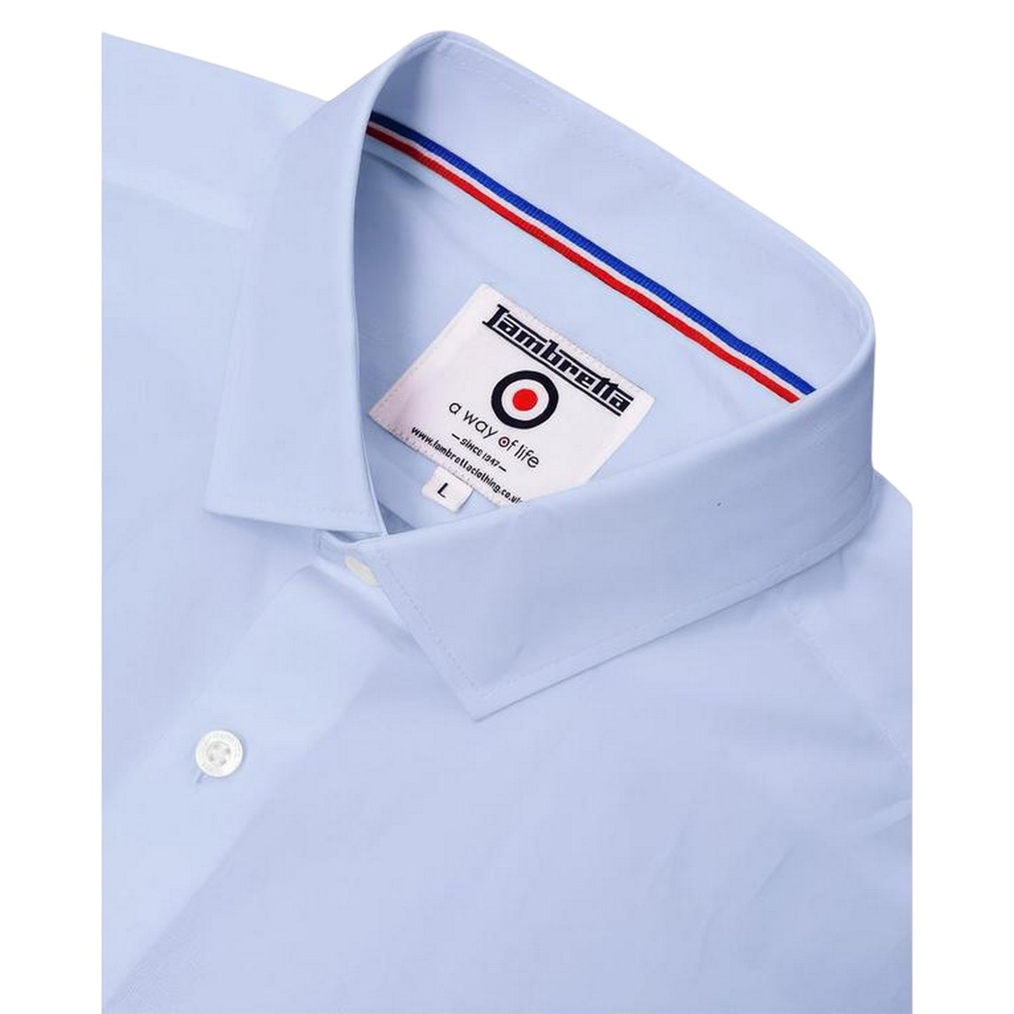 Sky Blue - Back - Lambretta Mens Regular Long-Sleeved Formal Shirt