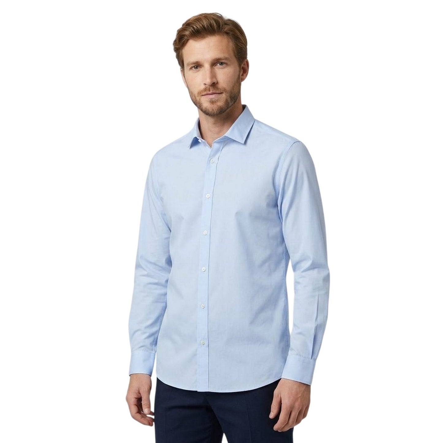 Sky Blue - Pack Shot - Lambretta Mens Regular Long-Sleeved Formal Shirt