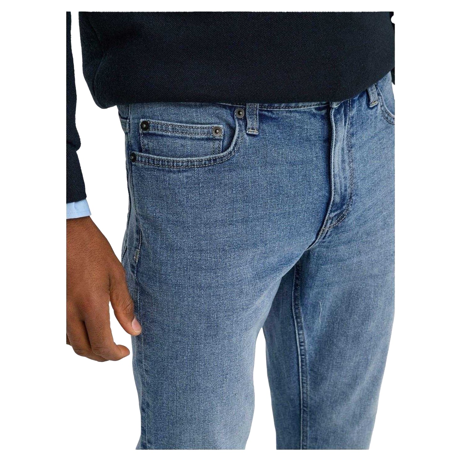 Light Denim Blue - Side - Only and Sons Mens Light Wash Slim Jeans
