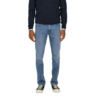 Light Denim Blue - Pack Shot - Only and Sons Mens Light Wash Slim Jeans