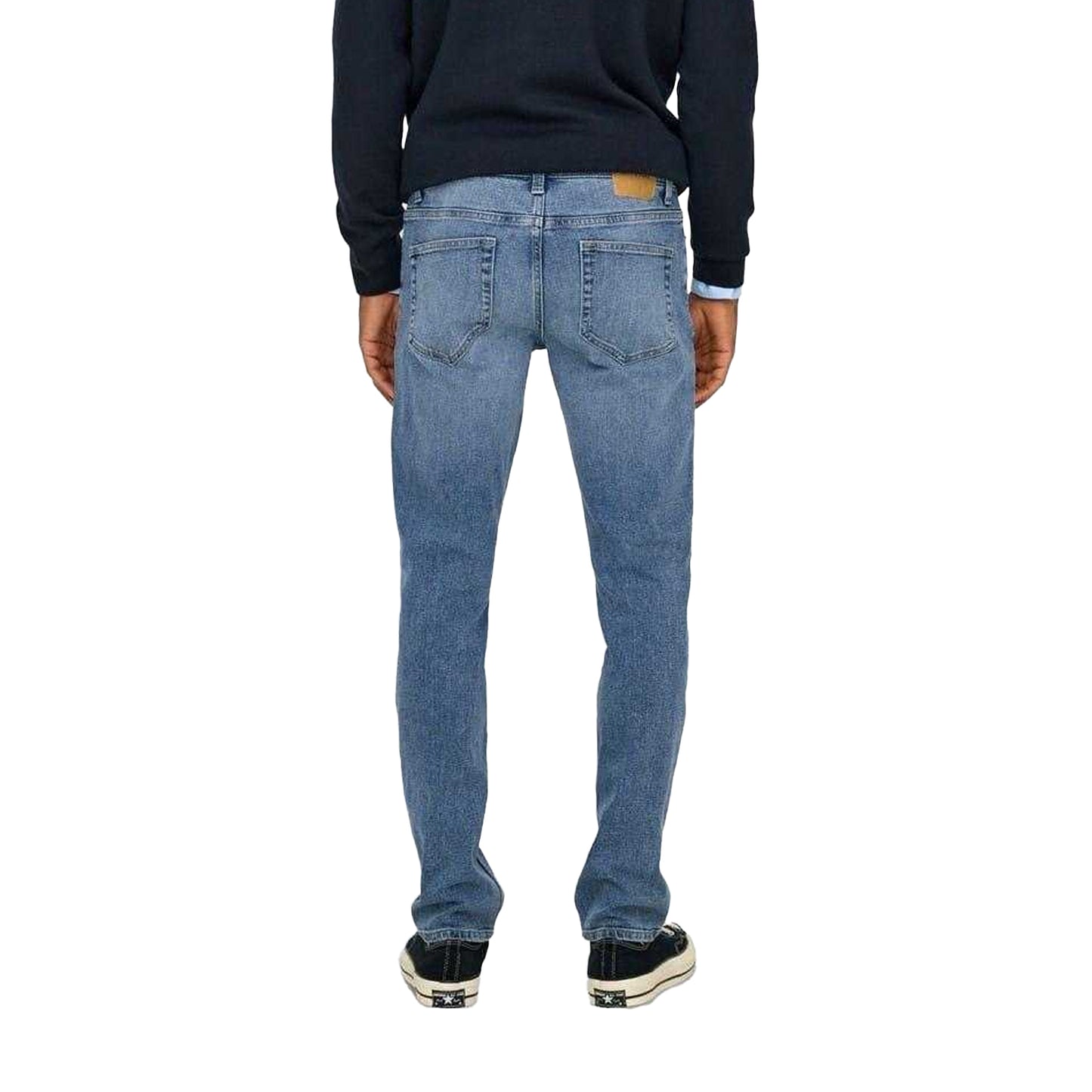 Light Denim Blue - Close up - Only and Sons Mens Light Wash Slim Jeans