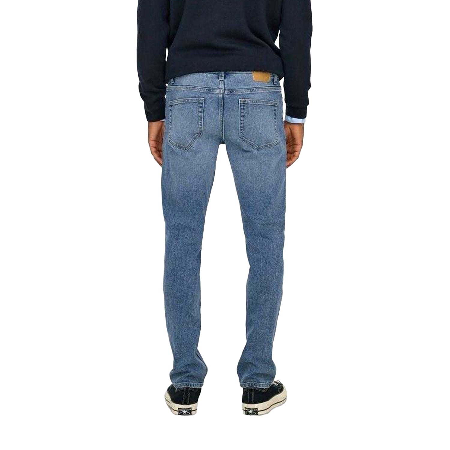 Light Denim Blue - Close up - Only and Sons Mens Light Wash Slim Jeans