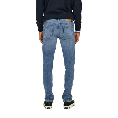 Light Denim Blue - Close up - Only and Sons Mens Light Wash Slim Jeans