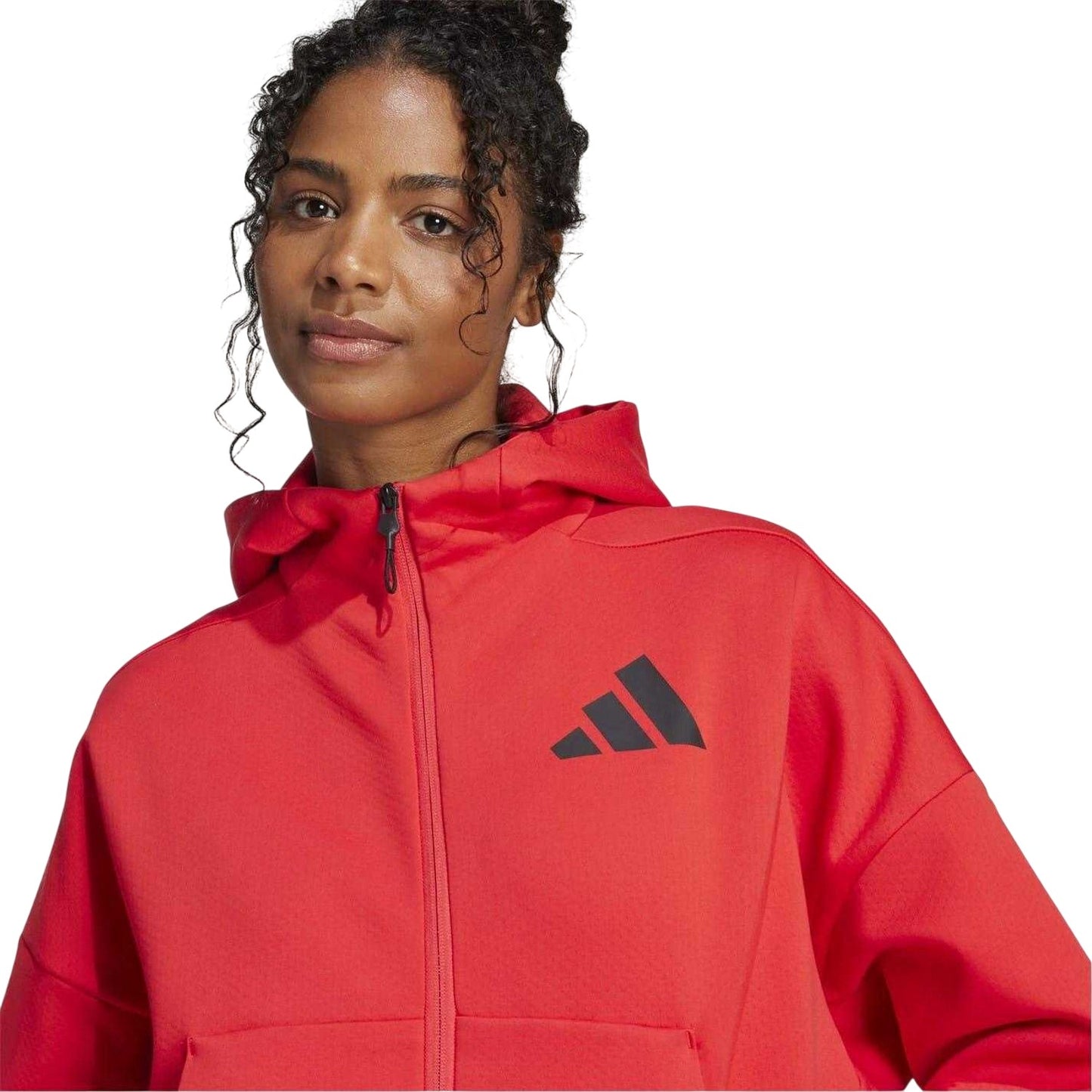 Ruby Red - Side - Adidas Womens-Ladies Z.N.E. Full Zip Hoodie