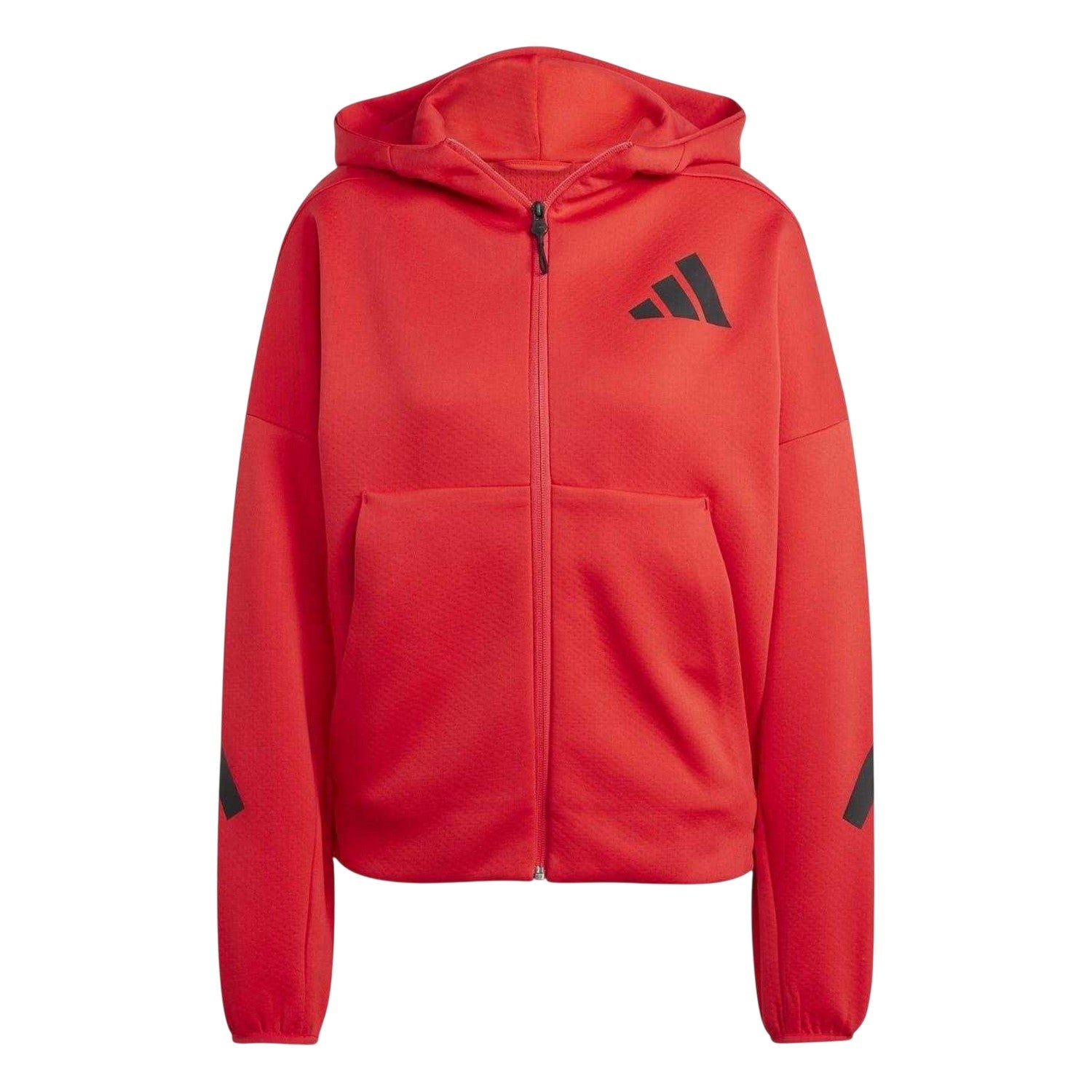 Ruby Red - Front - Adidas Womens-Ladies Z.N.E. Full Zip Hoodie