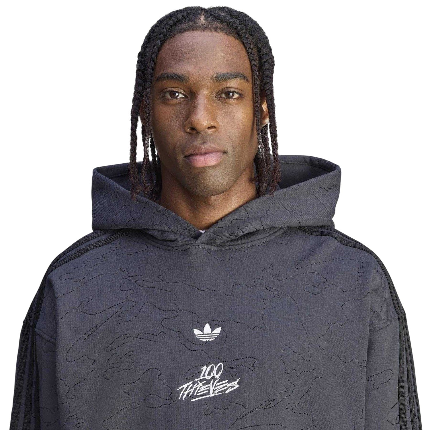Carbon - Side - Adidas Mens Originals 100 Thieves Hoodie