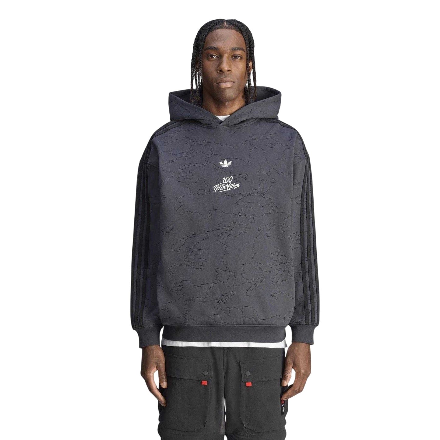 Carbon - Pack Shot - Adidas Mens Originals 100 Thieves Hoodie