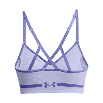 Purple - Back - Under Armour Womens-Ladies Low Long Sports Bra