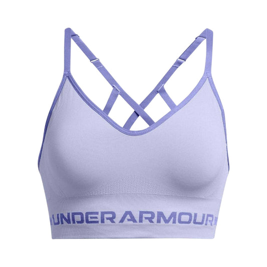 Purple - Front - Under Armour Womens-Ladies Low Long Sports Bra