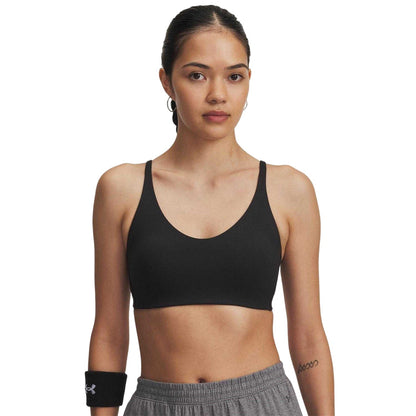Black - Side - Under Armour Womens-Ladies Non-Wired Sports Bra