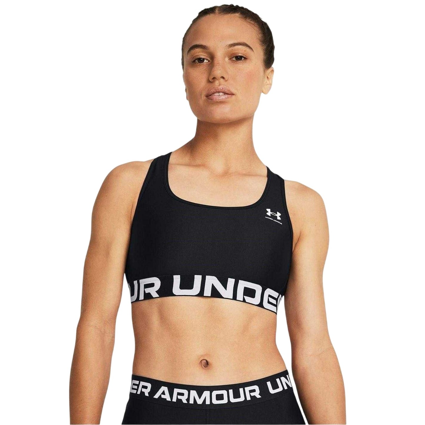 Black - Side - Under Armour Womens-Ladies HeatGear Sports Bra