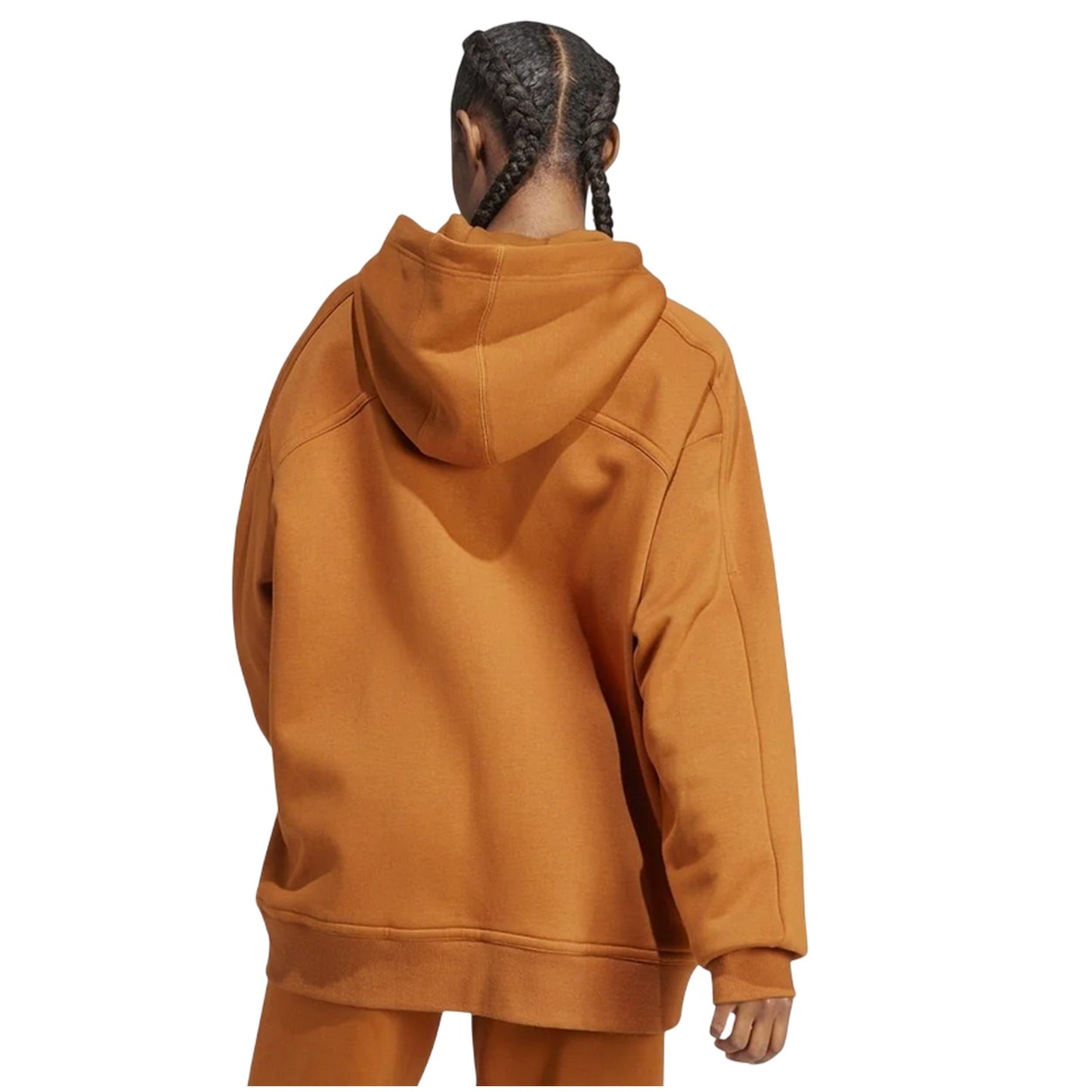 Dark Caramel Marl - Back - Adidas Womens-Ladies Oversized Drop Sleeve Full Zip Hoodie