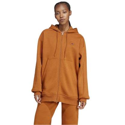 Dark Caramel Marl - Lifestyle - Adidas Womens-Ladies Oversized Drop Sleeve Full Zip Hoodie