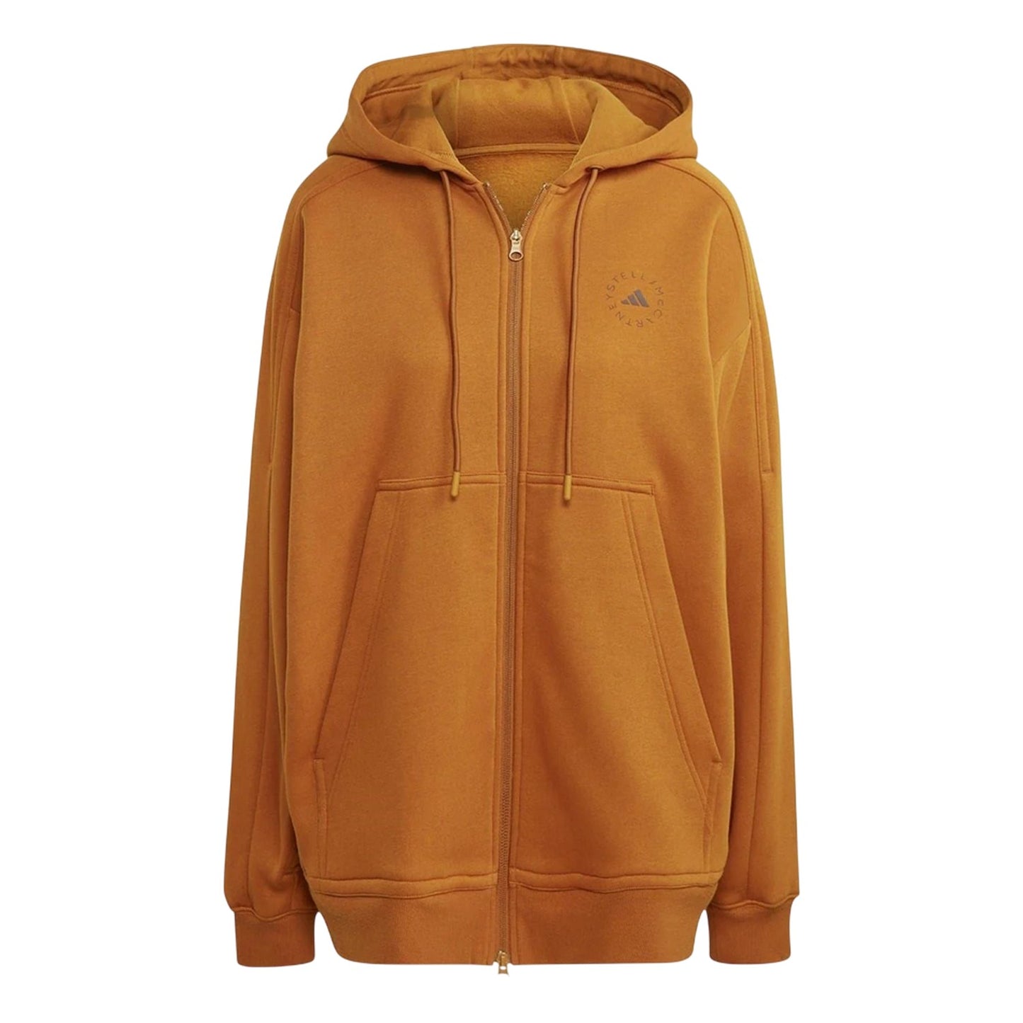 Dark Caramel Marl - Front - Adidas Womens-Ladies Oversized Drop Sleeve Full Zip Hoodie