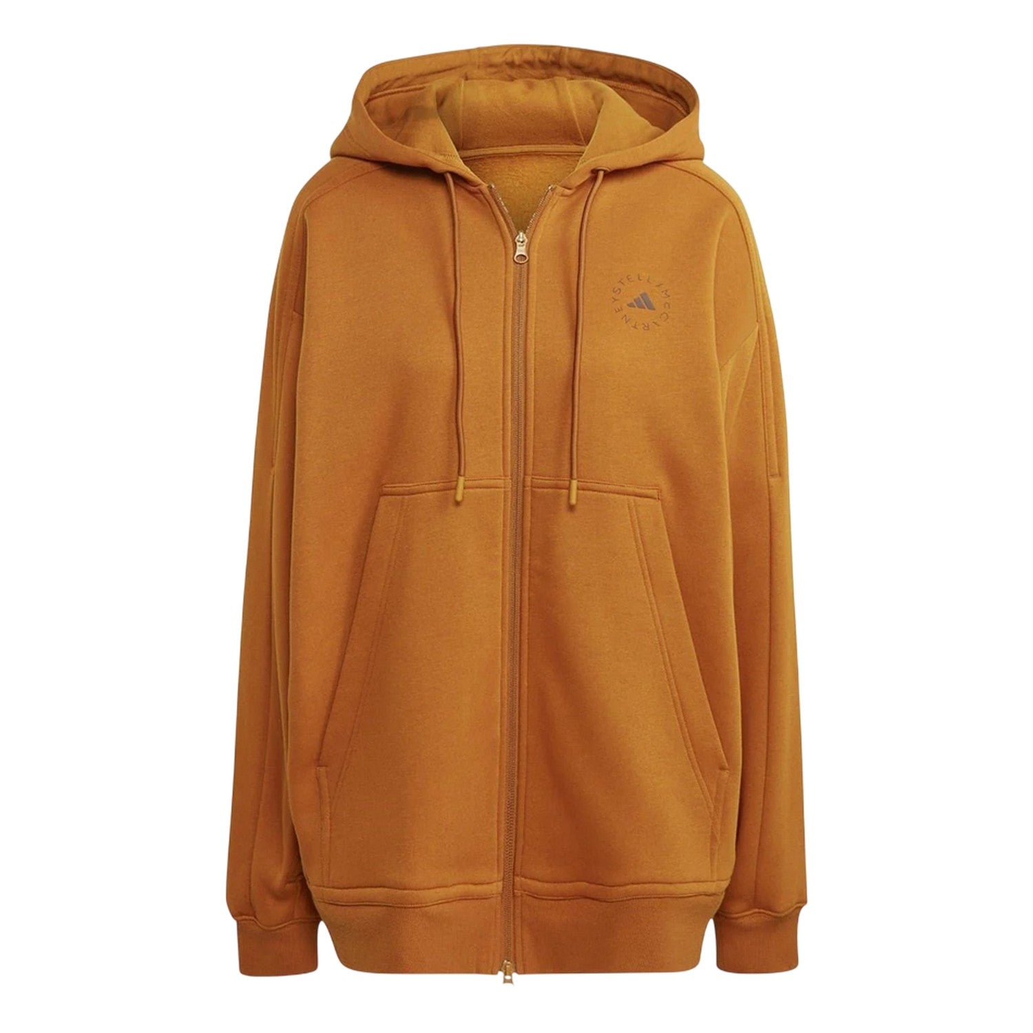 Dark Caramel Marl - Front - Adidas Womens-Ladies Oversized Drop Sleeve Full Zip Hoodie