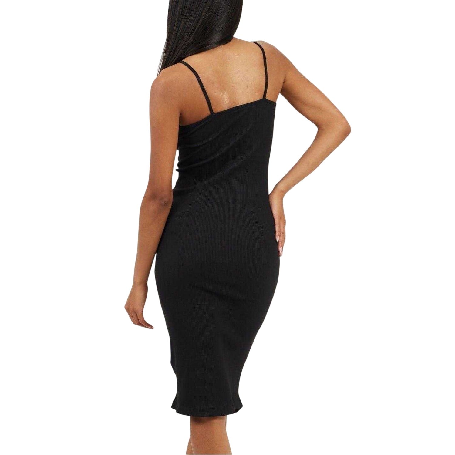 Black - Back - Brave Soul Womens-Ladies Spaghetti Strap Extra-Slim Sleeveless Midi Dress