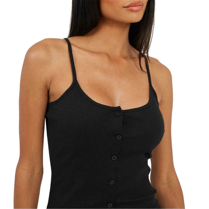Black - Side - Brave Soul Womens-Ladies Spaghetti Strap Extra-Slim Sleeveless Midi Dress