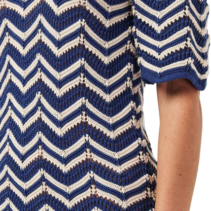 Blue - Side - Nobody´s Child Womens-Ladies Chevron Scoop Neck Short-Sleeved T-Shirt Dress