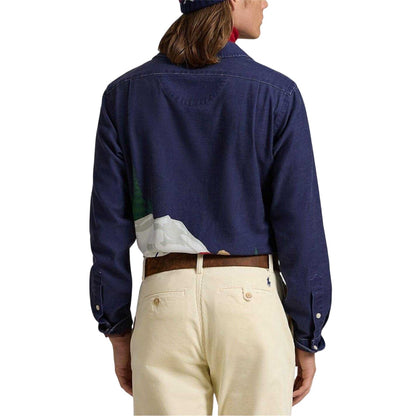Navy-White-Red - Back - Ralph Lauren Mens Skiing Regular Long-Sleeved Shirt
