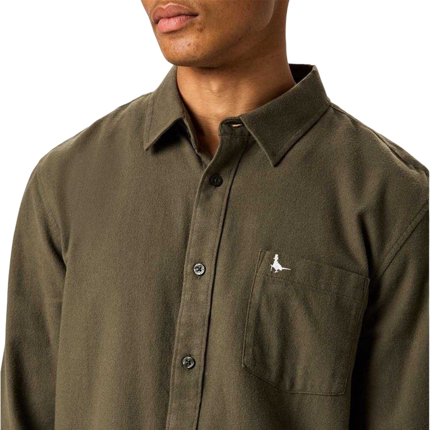 Leaf Green - Side - Jack Wills Mens Logo Flannel Long-Sleeved Shirt