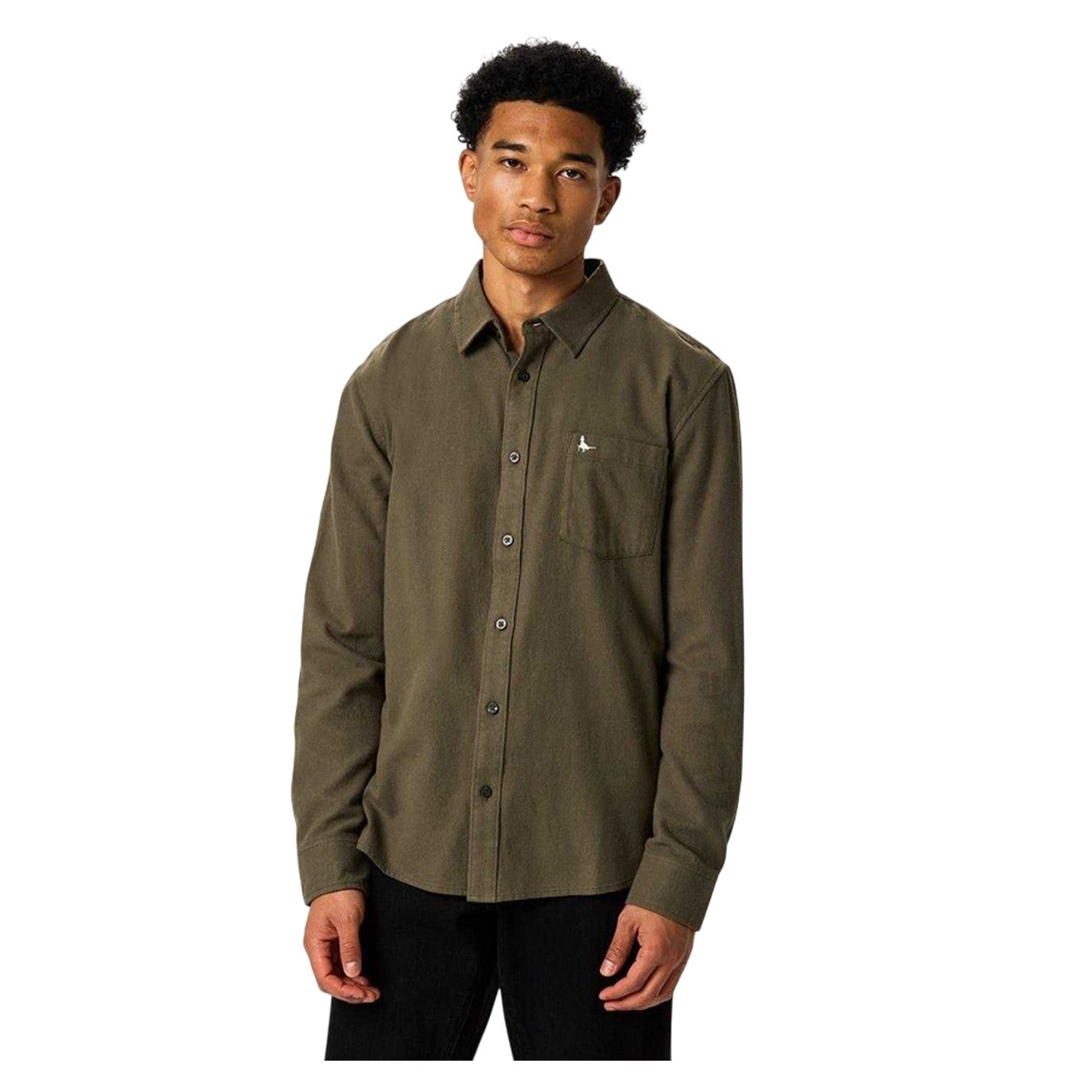 Leaf Green - Front - Jack Wills Mens Logo Flannel Long-Sleeved Shirt
