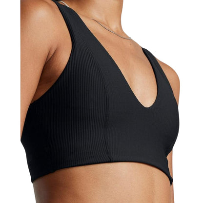 Black - Side - Under Armour Womens-Ladies Ribbed V Neck Bralette