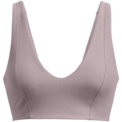 Grey - Front - Under Armour Womens-Ladies Ribbed V Neck Bralette