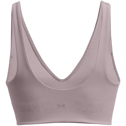 Grey - Back - Under Armour Womens-Ladies Ribbed V Neck Bralette