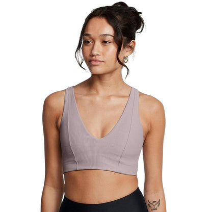 Grey - Lifestyle - Under Armour Womens-Ladies Ribbed V Neck Bralette