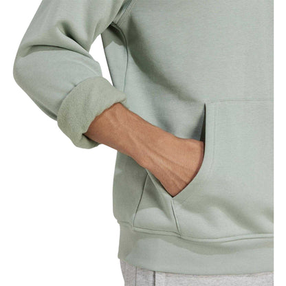 Silver Green - Side - Adidas Mens Essentials Relaxed Fit Pullover Hoodie
