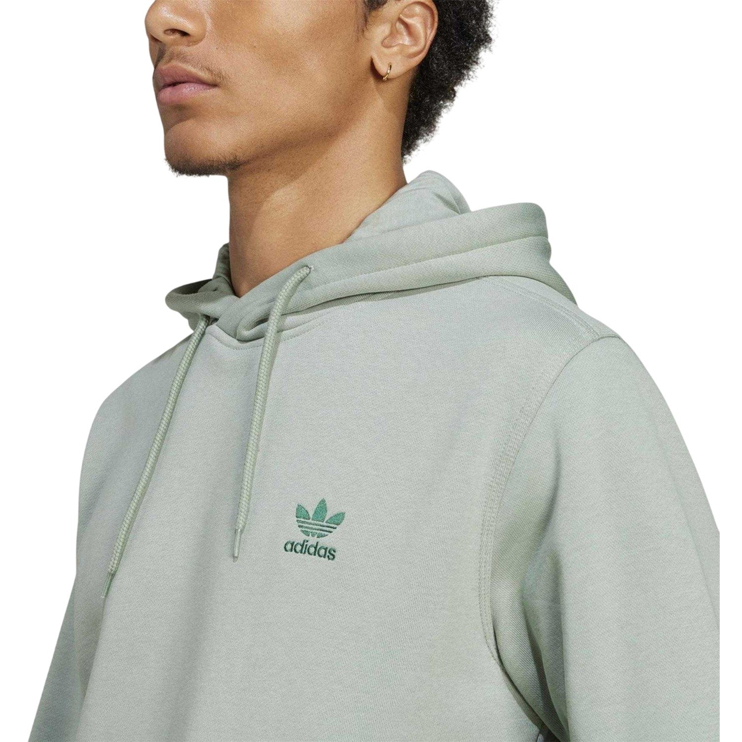 Silver Green - Lifestyle - Adidas Mens Essentials Relaxed Fit Pullover Hoodie