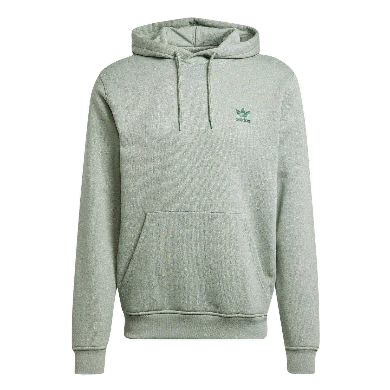 Silver Green - Front - Adidas Mens Essentials Relaxed Fit Pullover Hoodie