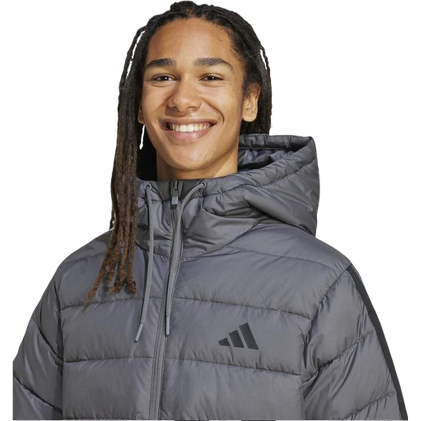 Grey-Black - Side - Adidas Mens Climawarm Hooded Jacket